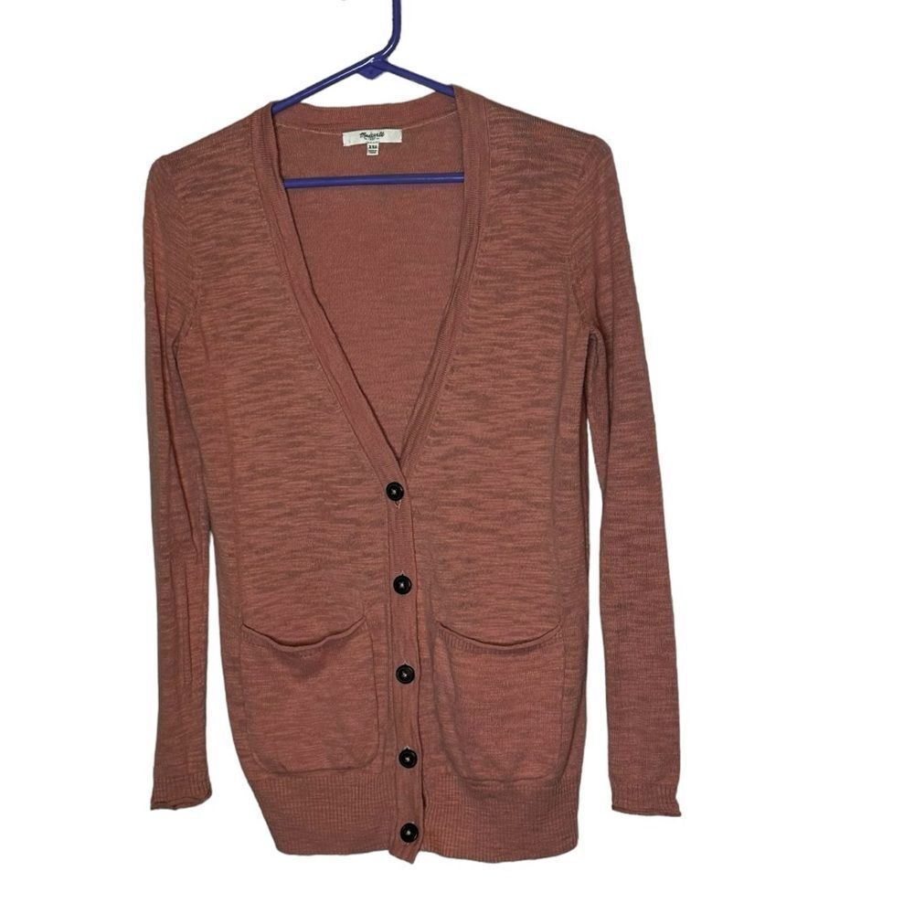 Madewell Graduate Burnout V beck button front cardigan size XXS salmon color
